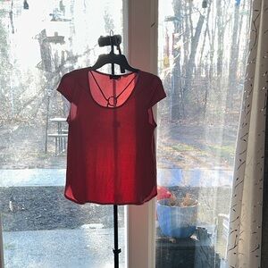Source Unknown Burgundy Short-Sleeve Scoop Neck Camisole